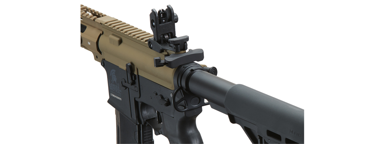 Lancer Tactical Gen 3 M-LOK 10" Airsoft M4 AEG with Delta Stock (Color: FDE Upper Receiver & Black Lower) - Click Image to Close