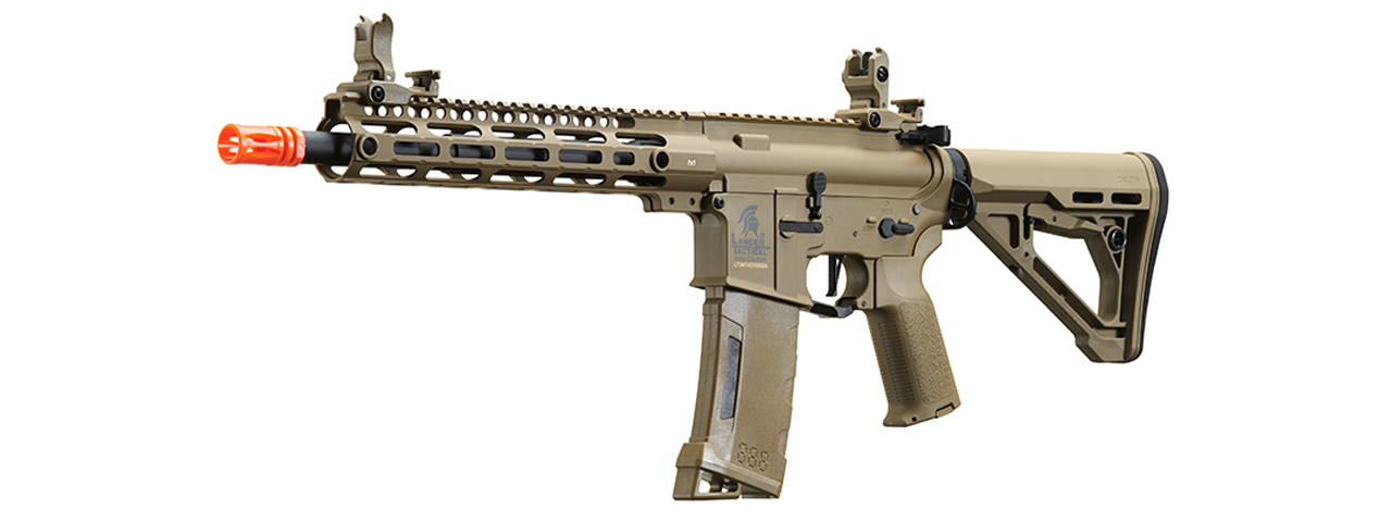 Lancer Tactical Gen 3 M-LOK 10" Airsoft M4 AEG with Delta Stock (Color: Tan) - Click Image to Close