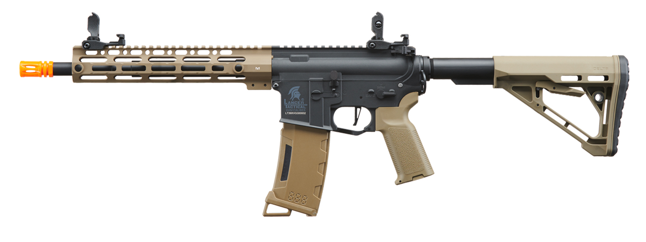 Lancer Tactical Gen 3 M-LOK 10" Airsoft M4 AEG with Delta Stock (Color: Two-Tone) - Click Image to Close