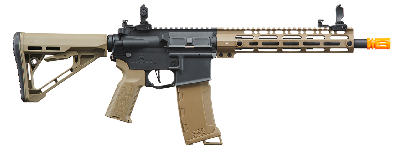 Lancer Tactical Gen 3 M-LOK 10" Airsoft M4 AEG with Delta Stock (Color: Two-Tone) - Click Image to Close