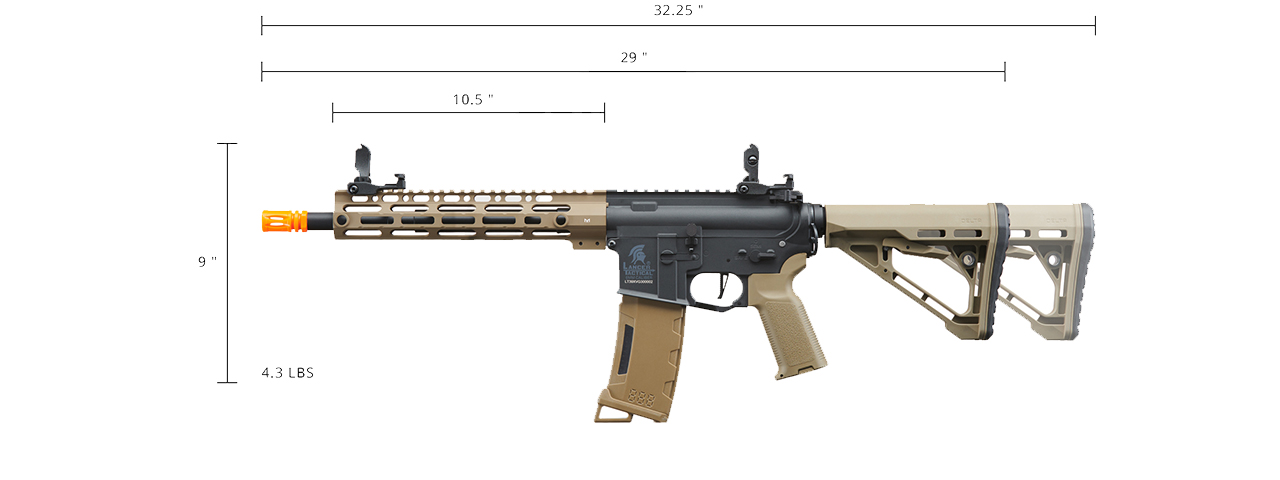 Lancer Tactical Gen 3 M-LOK 10" Airsoft M4 AEG with Delta Stock (Color: Two-Tone) - Click Image to Close