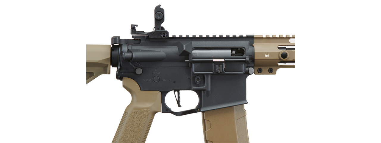 Lancer Tactical Gen 3 M-LOK 10" Airsoft M4 AEG with Delta Stock (Color: Two-Tone) - Click Image to Close