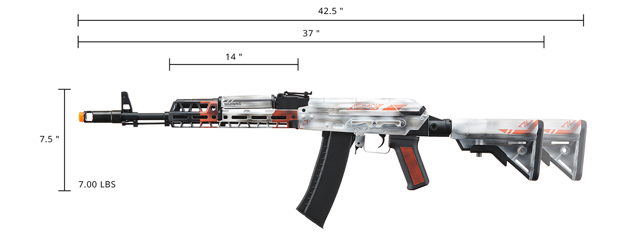 Lancer Tactical AK74 Full Metal Rifle w/ 10.5 inch M-LOK Handguard (Color: Asiimov) - Click Image to Close