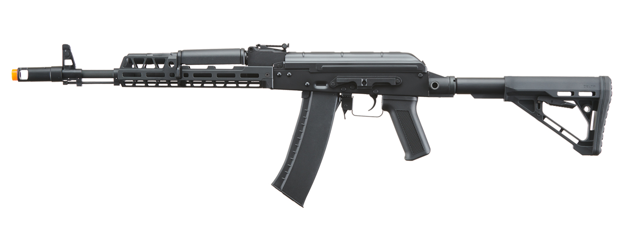 Lancer Tactical AK74 Full Metal Rifle w/ 10.5 inch CNC M-LOK Handguard and Delta Stock (Color: Black)