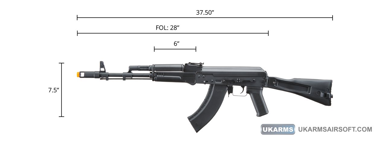 Lancer Tactical x Kalashnikov USA Licensed KR-103 Airsoft AEG Rifle with Folding Stock (Color: Black)