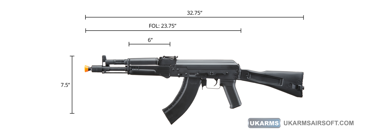 Lancer Tactical x Kalashnikov USA Licensed KR-104 SBR Airsoft AEG Rifle with Folding Stock (Color: Black)