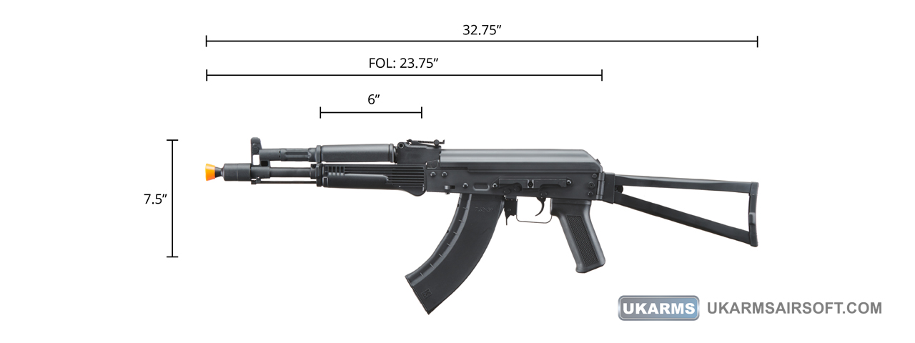 Lancer Tactical x Kalashnikov USA Licensed KR-104S Airsoft AEG Rifle with Triangle Stock (Color: Black)