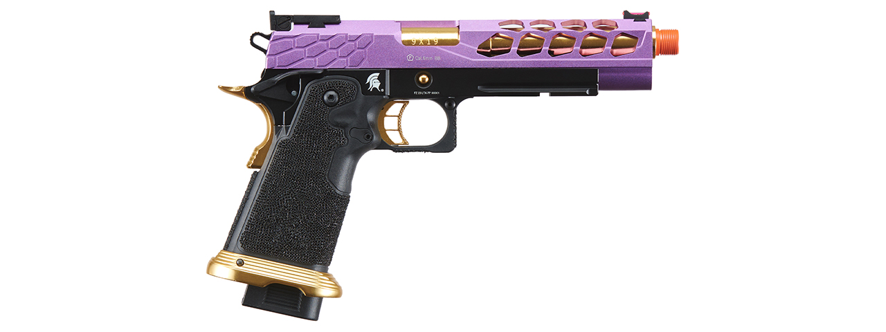 Lancer Tactical Stryk Hi-Capa 5.1 Gas Blowback Airsoft Pistol (Color: Black, Purple & Gold)