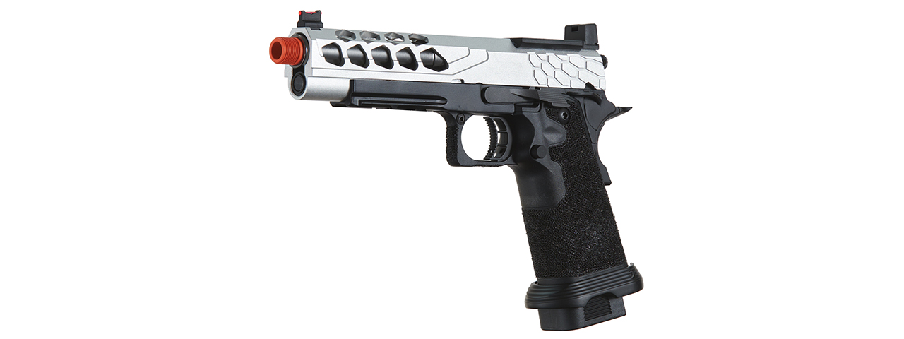 Lancer Tactical Stryk Hi-Capa 5.1 Gas Blowback Airsoft Pistol w/ Red Dot Mount (Color: Black & Silver) - Click Image to Close