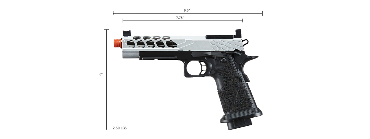 Lancer Tactical Stryk Hi-Capa 5.1 Gas Blowback Airsoft Pistol w/ Red Dot Mount (Color: Black & Silver)