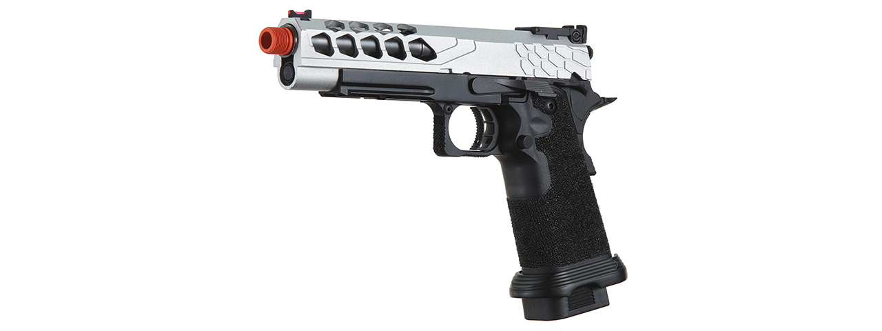 Lancer Tactical Stryk Hi-Capa 5.1 Gas Blowback Airsoft Pistol (Color: Black & Silver) - Click Image to Close