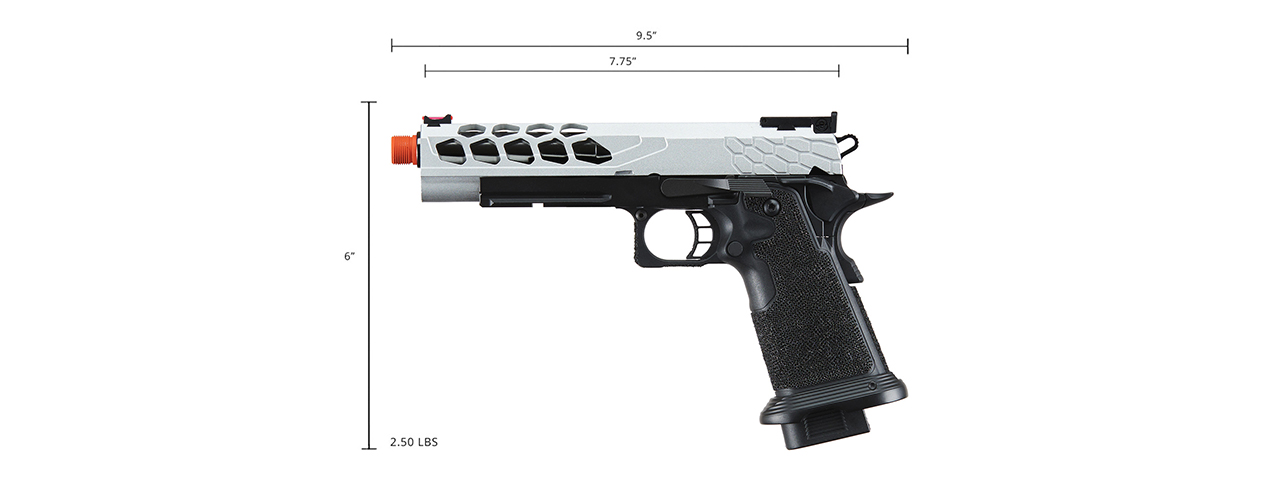 Lancer Tactical Stryk Hi-Capa 5.1 Gas Blowback Airsoft Pistol (Color: Black & Silver)