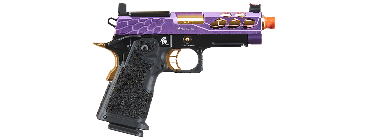 Lancer Tactical Stryk Hi-Capa 4.3 Gas Blowback Airsoft Pistol w/ Red Dot Mount (Color: Black, Purple, & Gold)