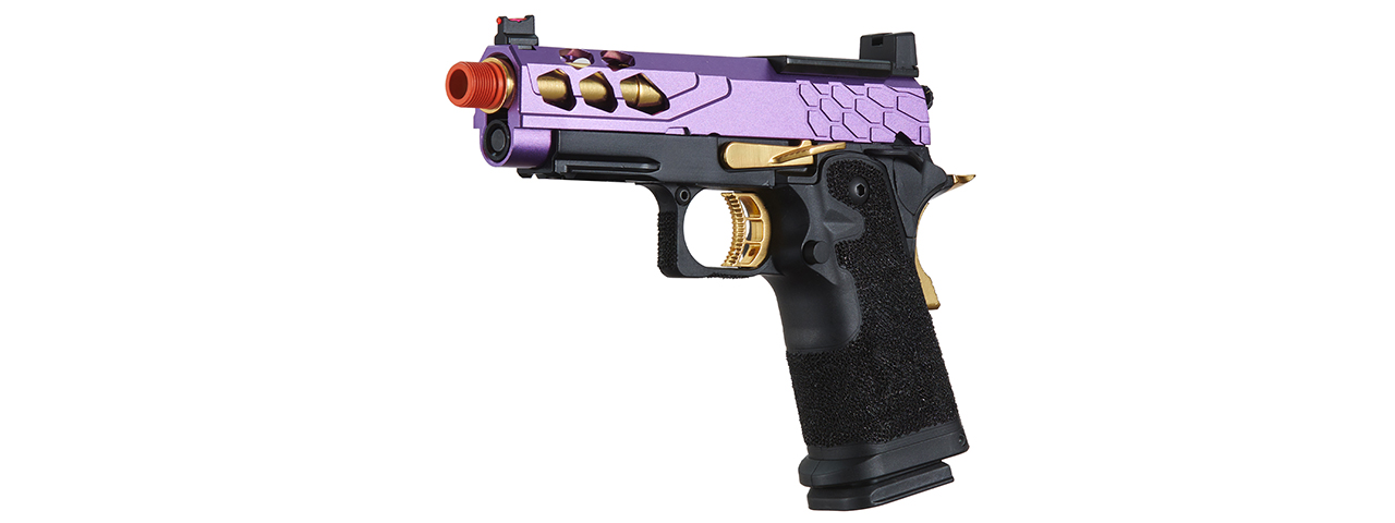 Lancer Tactical Stryk Hi-Capa 4.3 Gas Blowback Airsoft Pistol w/ Red Dot Mount (Color: Black, Purple, & Gold)