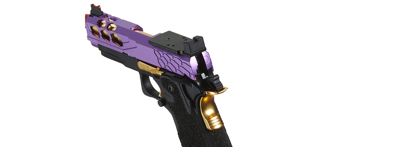 Lancer Tactical Stryk Hi-Capa 4.3 Gas Blowback Airsoft Pistol w/ Red Dot Mount (Color: Black, Purple, & Gold)