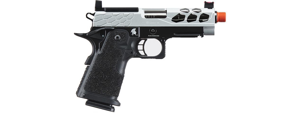 Lancer Tactical Stryk Hi-Capa 4.3 Gas Blowback Airsoft Pistol w/ Red Dot Mount (Color: Black & Silver) - Click Image to Close