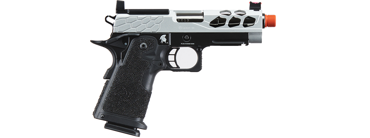 Lancer Tactical Stryk Hi-Capa 4.3 Gas Blowback Airsoft Pistol w/ Red Dot Mount (Color: Black & Silver)