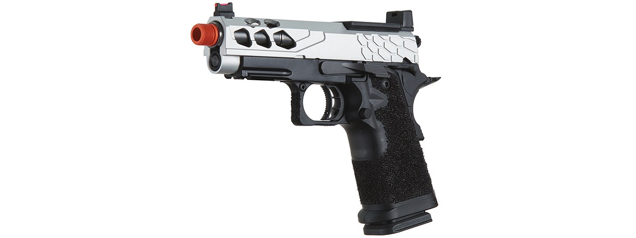 Lancer Tactical Stryk Hi-Capa 4.3 Gas Blowback Airsoft Pistol w/ Red Dot Mount (Color: Black & Silver)