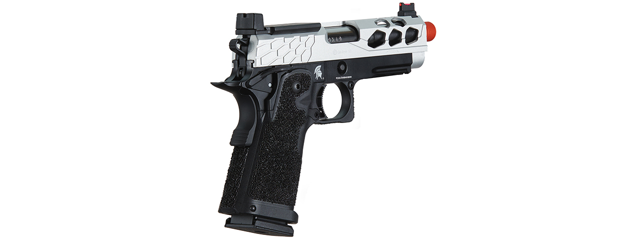 Lancer Tactical Stryk Hi-Capa 4.3 Gas Blowback Airsoft Pistol w/ Red Dot Mount (Color: Black & Silver)