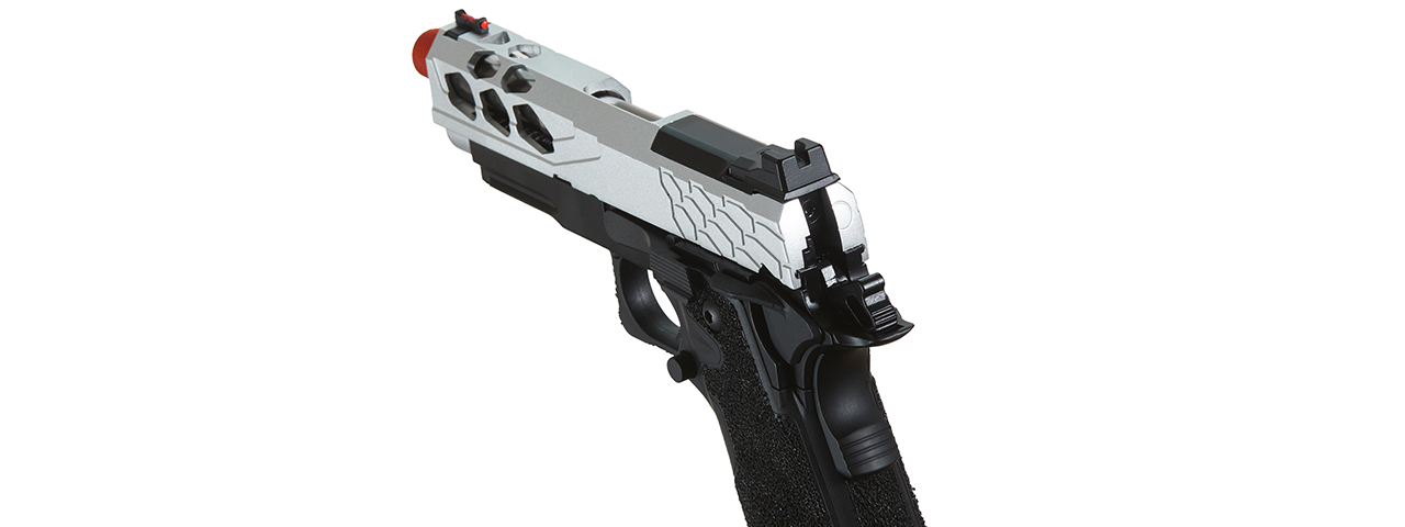 Lancer Tactical Stryk Hi-Capa 4.3 Gas Blowback Airsoft Pistol (Color: Black & Silver)