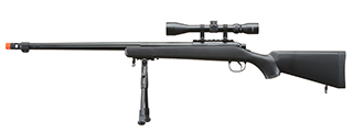 WELL MB07BAB VSR-10 BOLT ACTION RIFLE w/FLUTED BARREL, SCOPE & BIPOD (COLOR: BLACK)