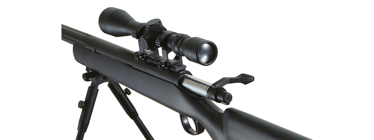 WELL MB07BAB VSR-10 BOLT ACTION RIFLE w/FLUTED BARREL, SCOPE & BIPOD (COLOR: BLACK) - Click Image to Close