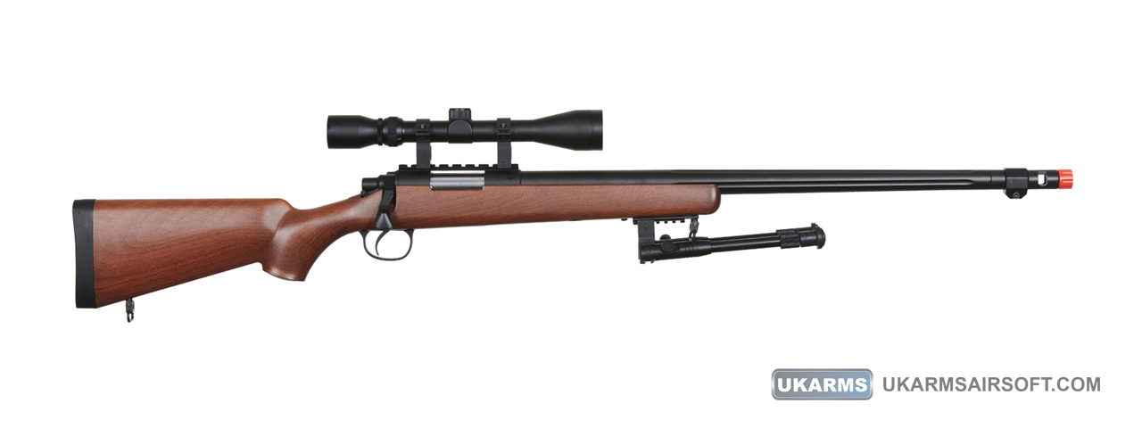 UK Arms Airsoft VSR-10 Bolt Action Sniper Rifle (Color: Wood) - Click Image to Close