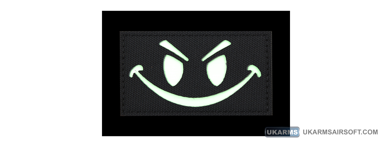 Reflective Evil Smiley Glow in the Dark Morale Patch - Click Image to Close