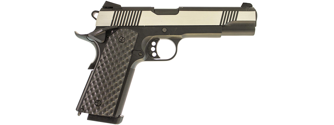 Raven Airsoft MEU Gas Blowback Pistol - Black & Silver - Click Image to Close