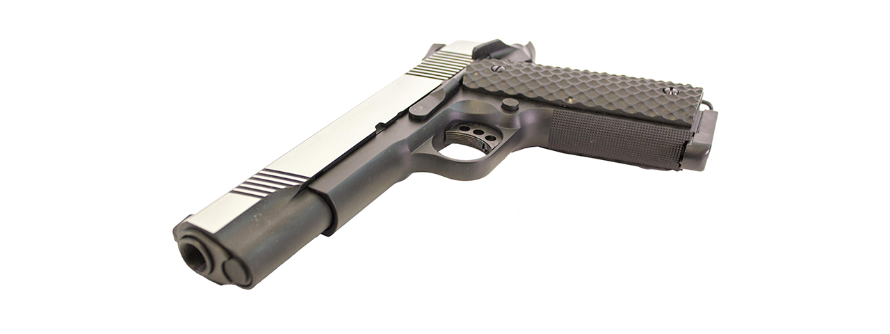 Raven Airsoft MEU Gas Blowback Pistol - Black & Silver - Click Image to Close