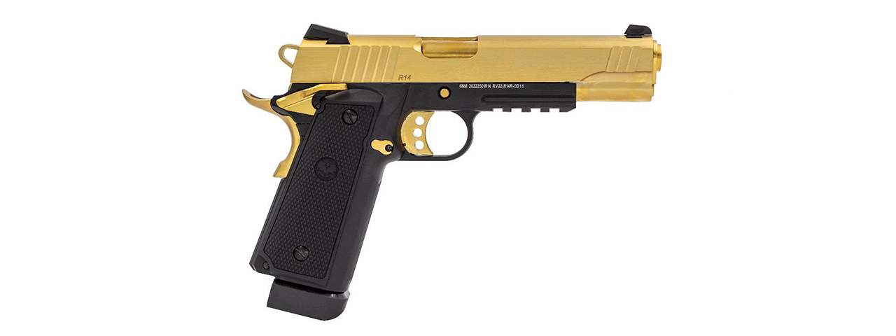 Raven Airsoft Railed R14 Hi Capa - Gold - Click Image to Close