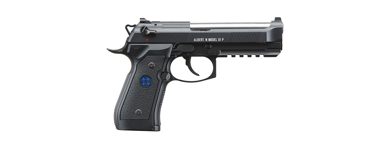 Tokyo Marui Limited Edition Biohazard Albert W. Model 01P Umbrella Corporation Gas Blowback Airsoft Pistol (Color: Black) - Click Image to Close