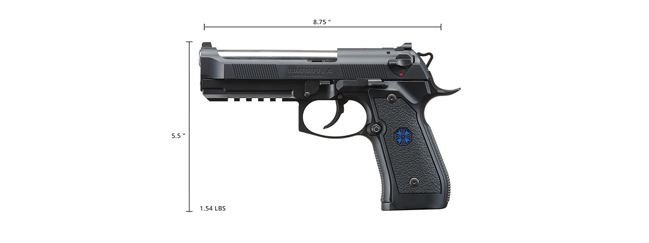 Tokyo Marui Limited Edition Biohazard Albert W. Model 01P Umbrella Corporation Gas Blowback Airsoft Pistol (Color: Black) - Click Image to Close