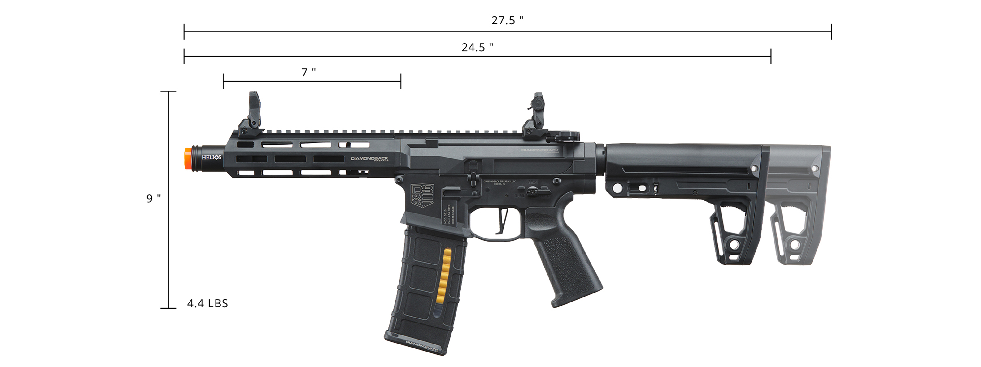 Bo Manufacturer Diamondback Licensed DB15 AP300 7" Airsoft AEG Rifle - Click Image to Close