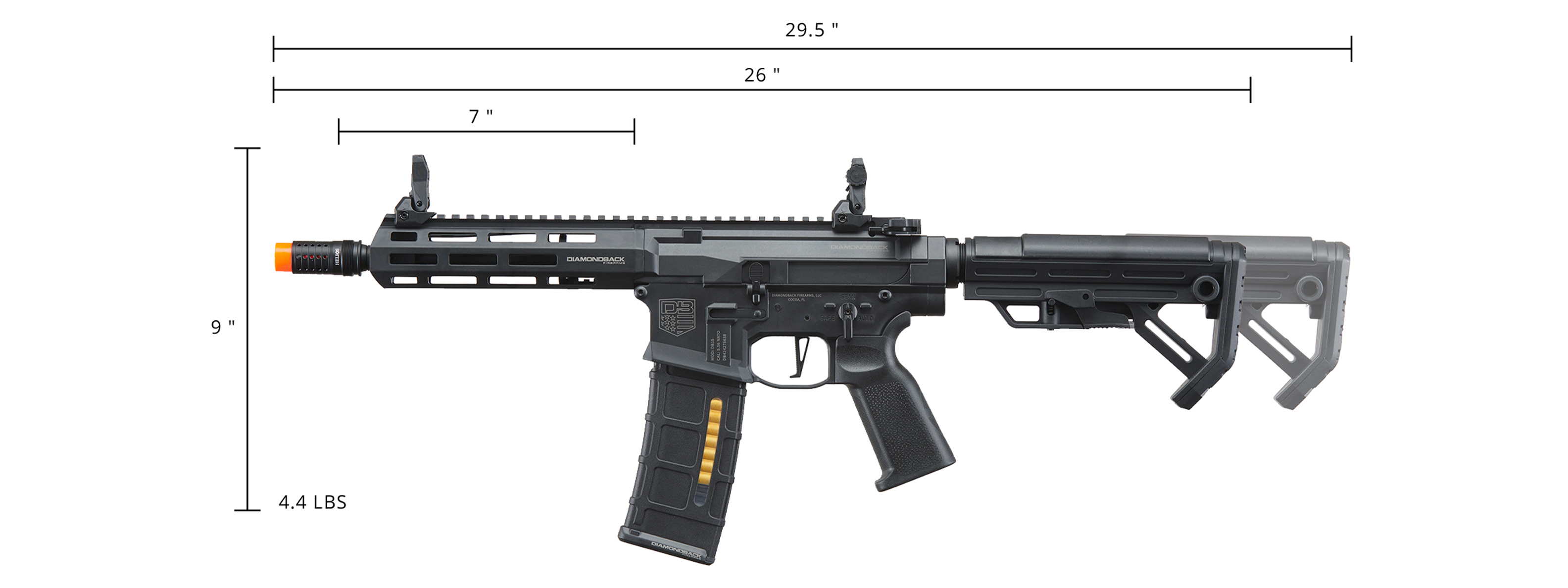 Bo Manufacturer Diamondback Licensed DB15 AP305 7" Airsoft AEG Rifle - Click Image to Close