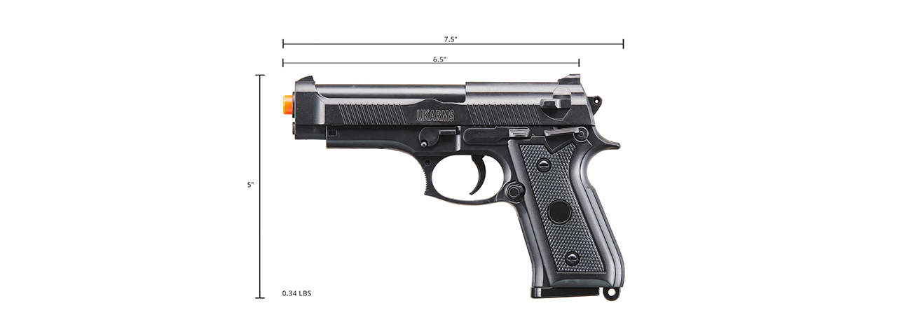 UK Arms V038 Spring Powered Airsoft Pistol (Color: Black)