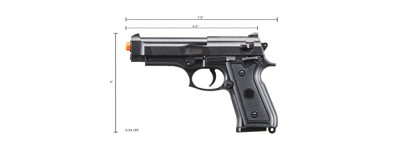 UK Arms V038 Spring Powered Airsoft Pistol (Color: Black) - Click Image to Close