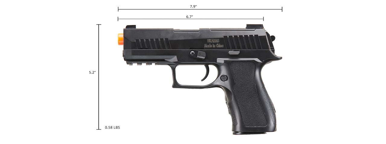 UK Arms P320 Plastic Spring Powered Airsoft Pistol (Color: Black) - Click Image to Close