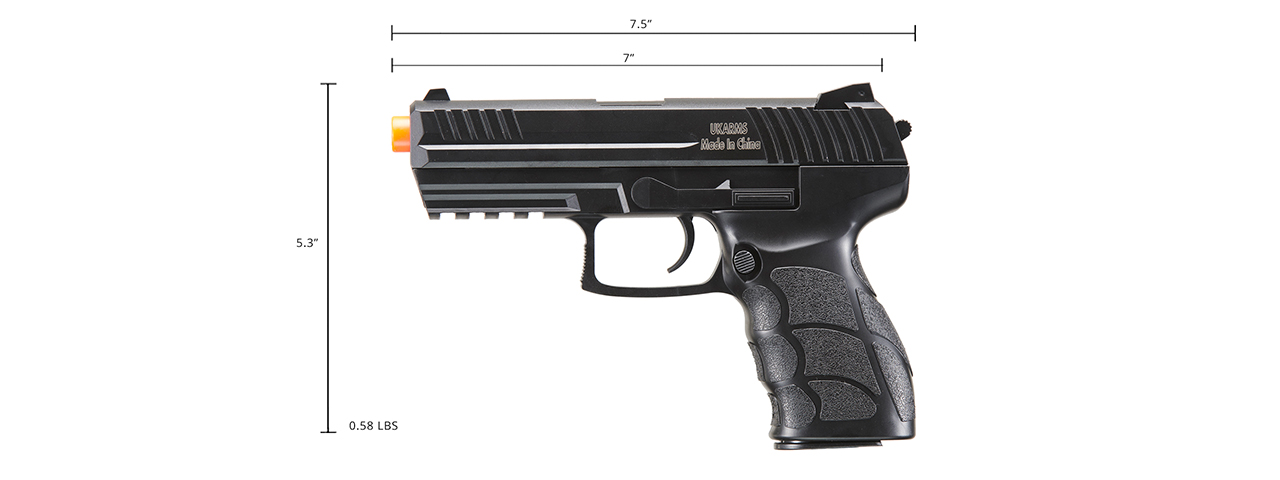 UK Arms P30 Plastic Airsoft Spring Pistol (Color: Black) - Click Image to Close