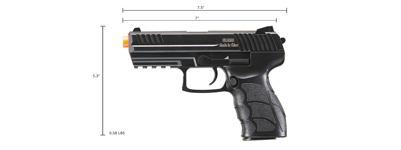 UK Arms P30 Plastic Airsoft Spring Pistol (Color: Black)