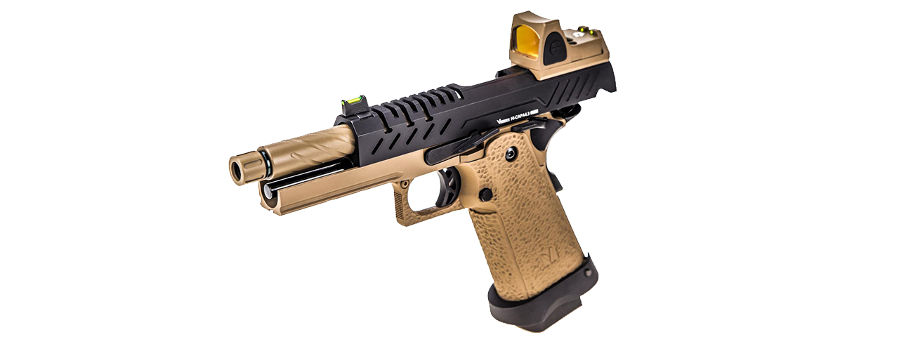 Vorsk Airsoft 4.3 Hi Capa + Micro Red Dot - Tan/Black - Click Image to Close