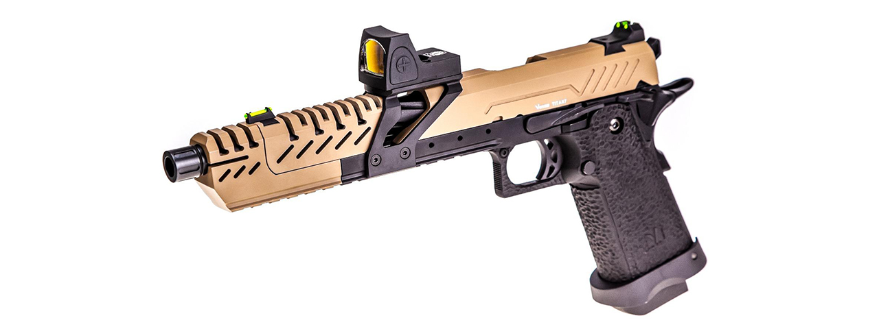 Vorsk Airsoft 7in Titan Hi Capa + Micro Red Dot - Tan - Click Image to Close