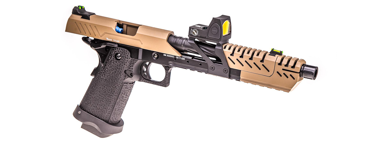 Vorsk Airsoft 7in Titan Hi Capa + Micro Red Dot - Tan - Click Image to Close