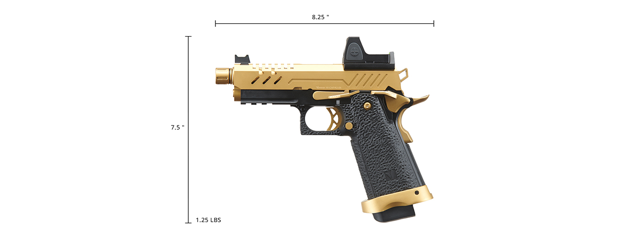 Vorsk Airsoft 3.8 Hi Capa Pro + Micro Red Dot - Gold