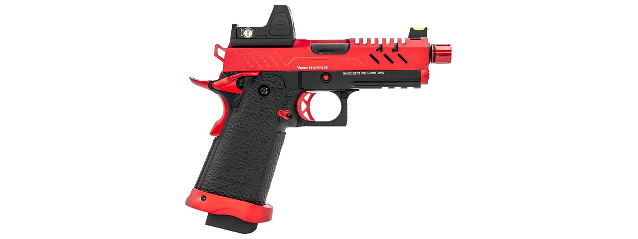 Vorsk Airsoft 3.8 Hi Capa Pro + Micro Red Dot - Red - Click Image to Close