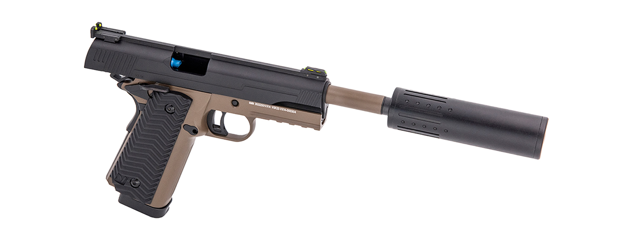 Vorsk Airsoft VX-14 GBB Pistol - Two Tone Black & FDE - Click Image to Close