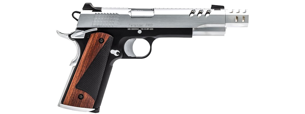 Vorsk Airsoft CS Defender Pro MEU Gas Blowback Pistol - Black & Silver - Click Image to Close