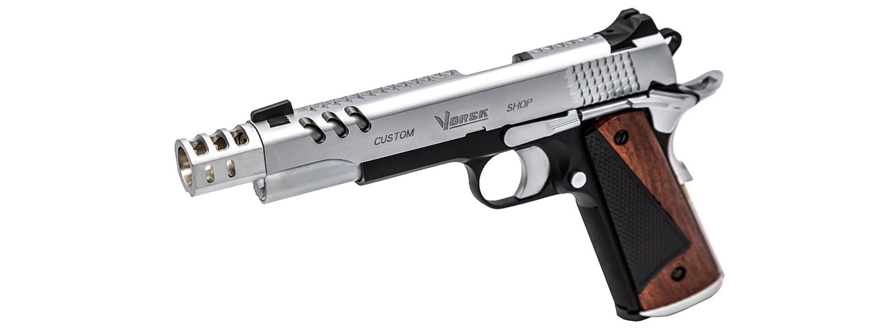 Vorsk Airsoft CS Defender Pro MEU Gas Blowback Pistol - Black & Silver - Click Image to Close