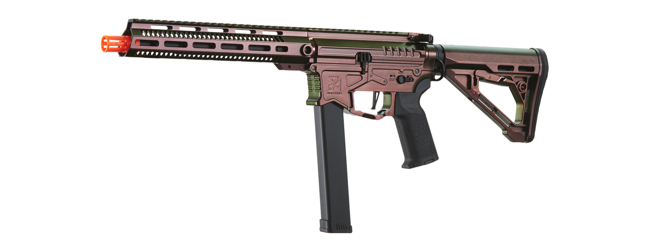 Zion Arms R&D Precision Licensed PW9 Mod 1 Long Rail Airsoft Rifle with Delta Stock (Color: Razorback) - Click Image to Close
