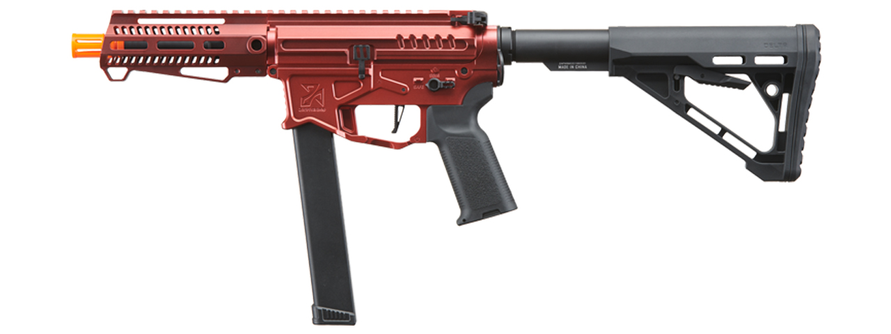 Zion Arms R&D Precision Licensed PW9 Mod 1 Airsoft Rifle with Delta Stock (Cerakote Color: Vulken Red) - Click Image to Close
